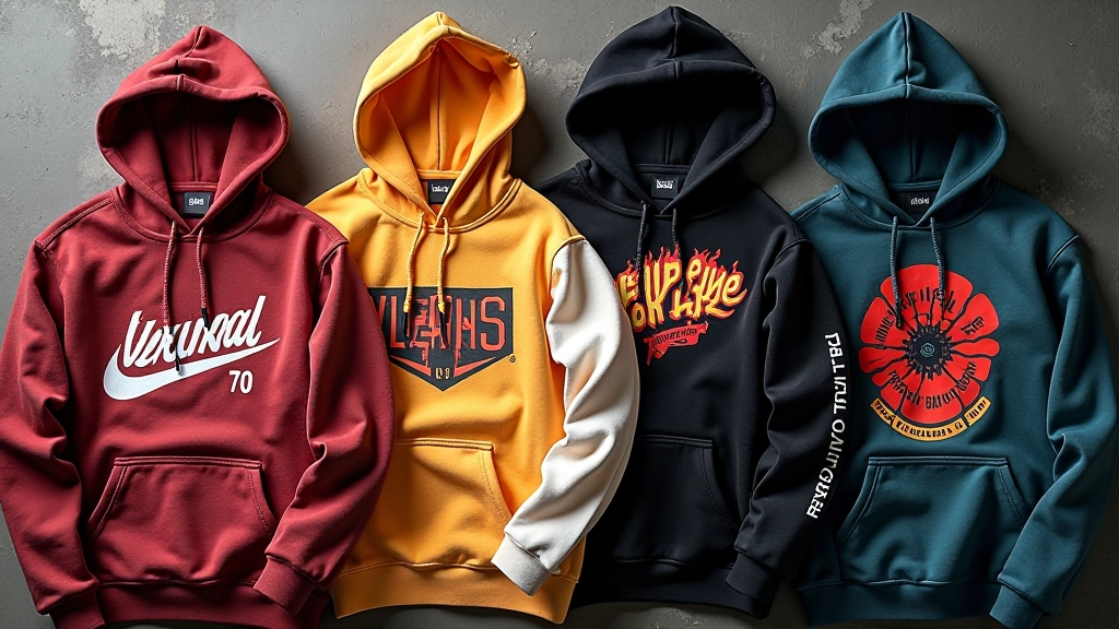 Türk sokak markalarının tasarladığı çeşitli ürünler, hoodie, tişört, aksesuar koleksiyonu, renkli ürünler bir arada