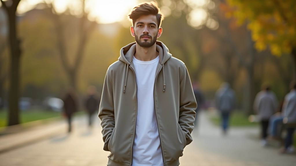 Minimalist grafik hoodie, beyaz tişört, sarı sneaker, dikkat çekici aksesuar