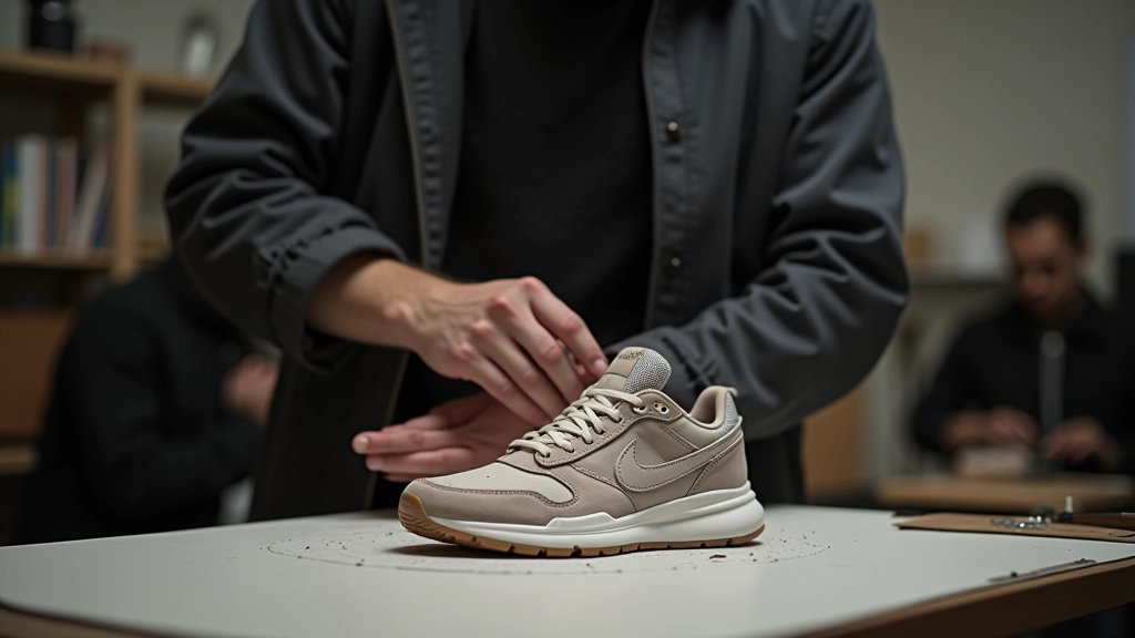 Türk sneaker tasarımcısının atölyesinde el yapımı ayakkabı tasarımı, deri kesme ve boyama süreci, çalışma masası ve tasarım detayları