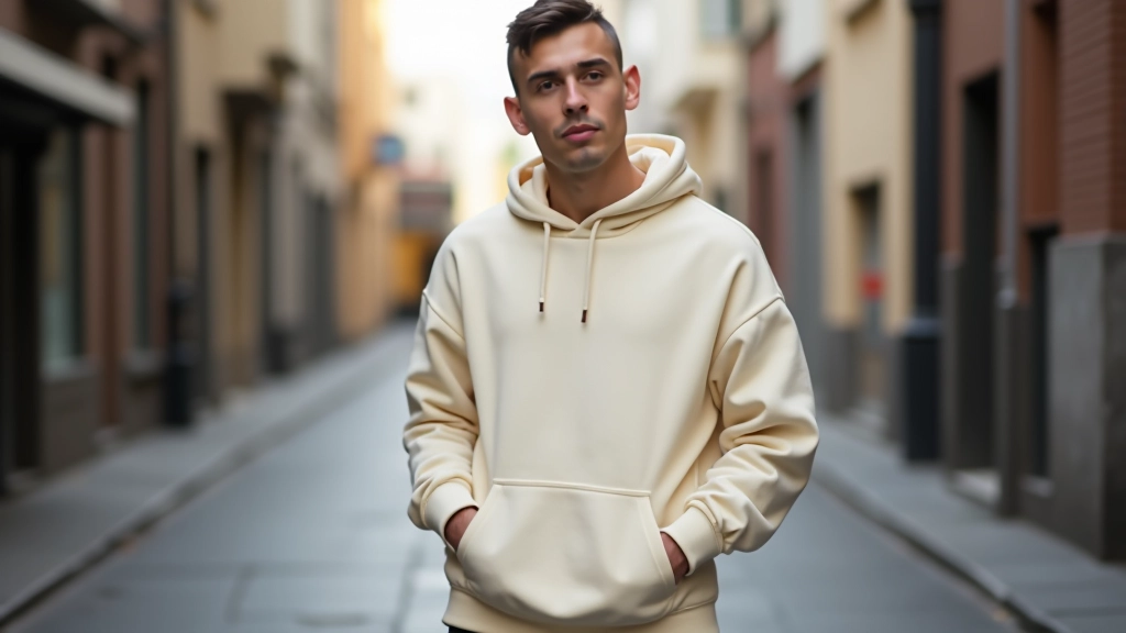 Oversize hoodie, beyaz spor ayakkabı ve loose pantolon kombinasyonu